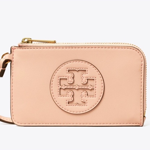 TORY BURCH POWDER PINK CARD CASE AND ZIP WALLET! New!! - Picture 1 of 7